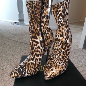 Leopard print ankle boot.